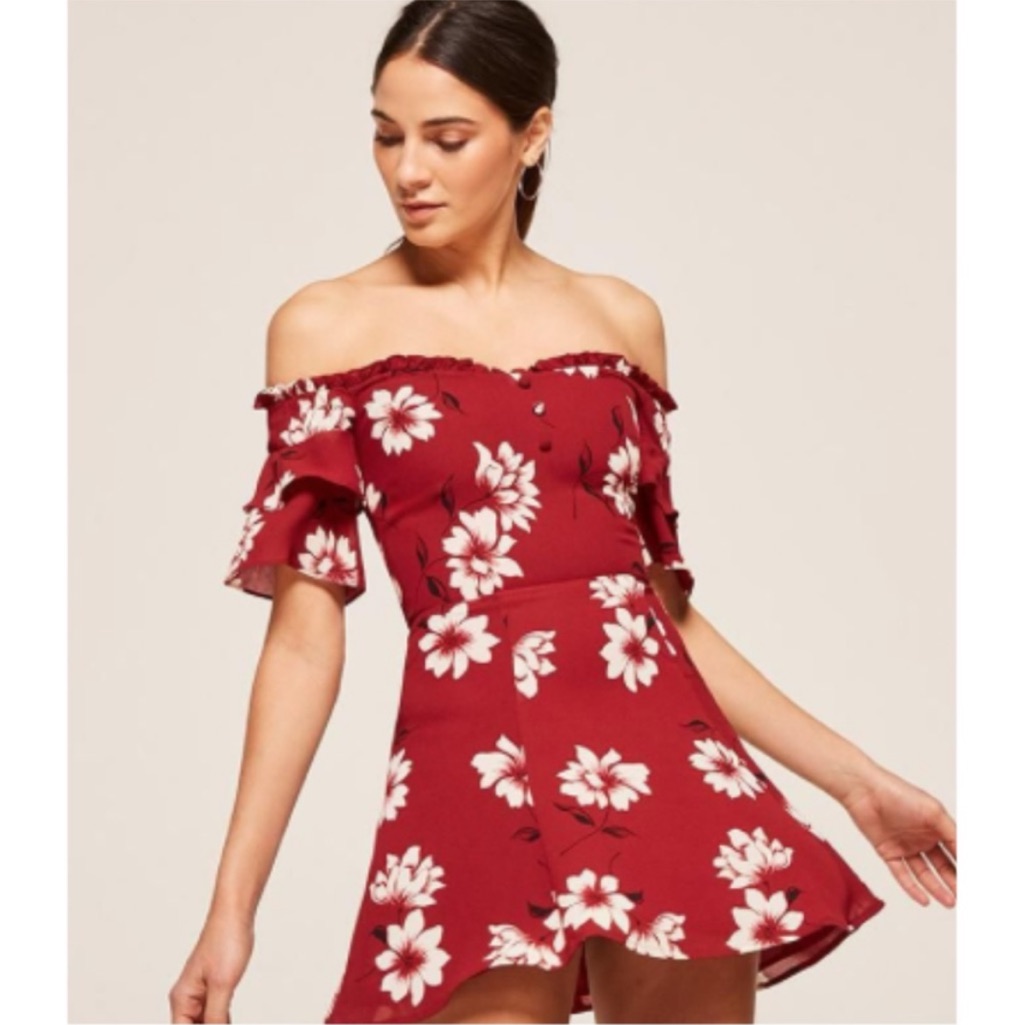 Reformation Diana Off Shoulder Floral Casual To Cocktail Dress Sz 6